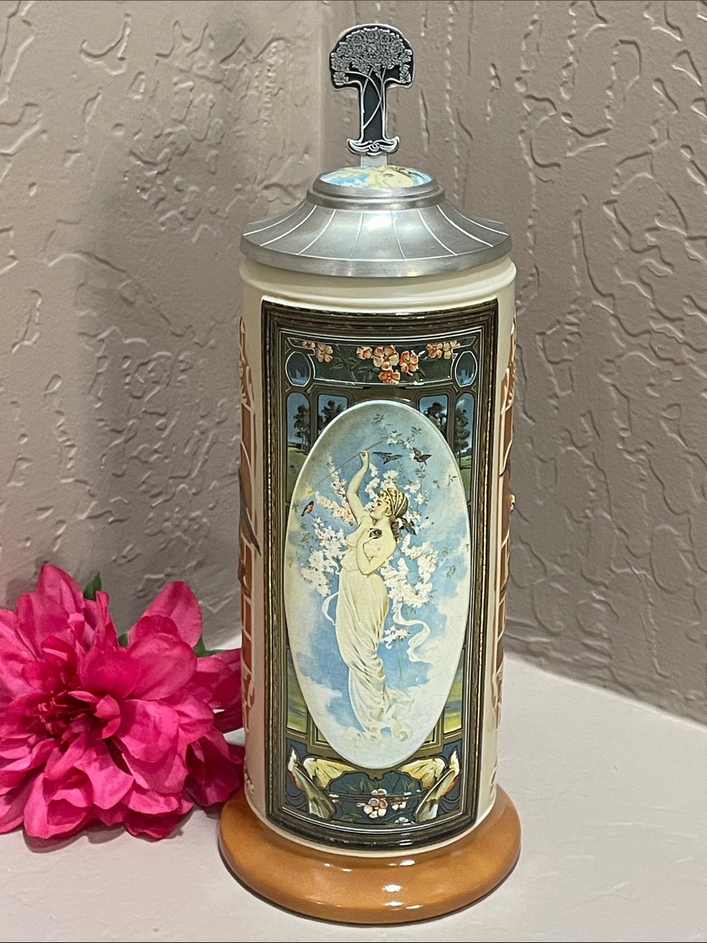 Vintage Anheuser-Busch Malt Nutrine 1906 Calendar Series II “Spring” Stein